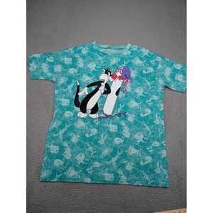 Vintage Looney Tunes Shirt Mens XL Teal Sylvester All Over Print Warner Bros 90s